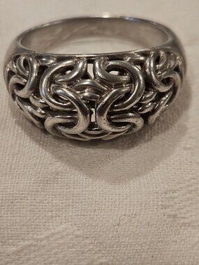 VINTAGE 10.2g Sterling Silver Byzantine Dome Ring | CJ Thailand 925 | Size 9.75